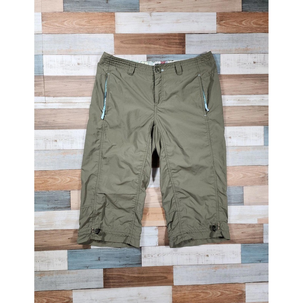 Eddie Bauer Travex Olive Green‎ Nylon Capri Hiking Pants Womens Size 6 Small